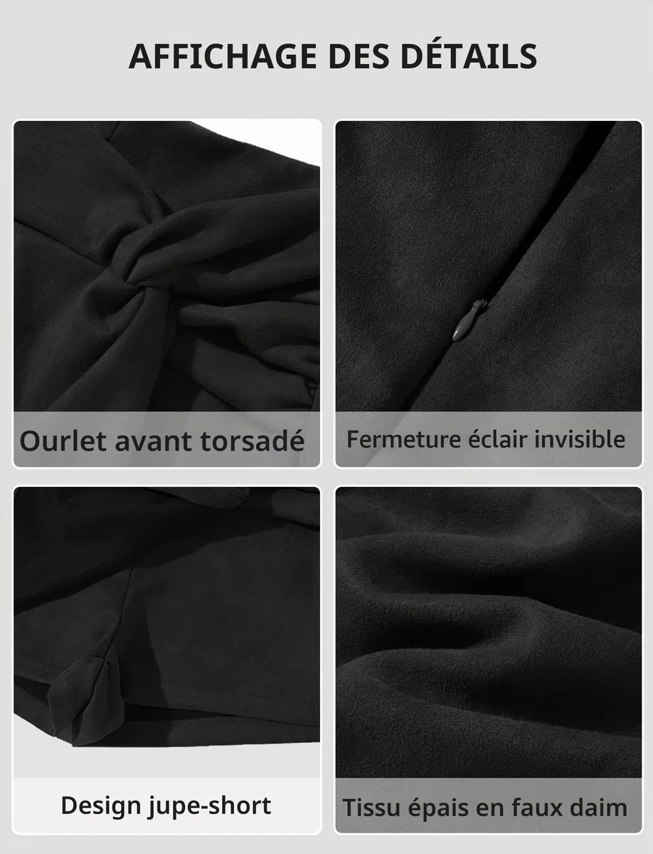 AIEOE Mini Jupes pour Femmes avec Pantalon Intégré Jupe Sexy Courte Automne Hiver Élégante Cocktail Party Taille S-XL
