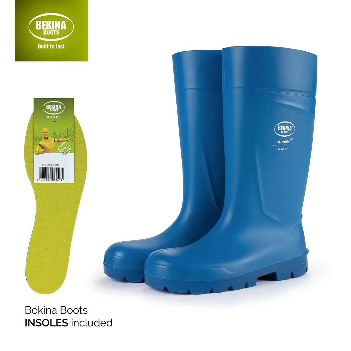 Bekina Bottes de sécurité de qualité avec Embout de sécurité pour l'industrie Alimentaire, Facile à désinfecter, y Compris la Semelle intérieure pour Les Pieds Chauds et secs, Confort, Bleu, EU 41