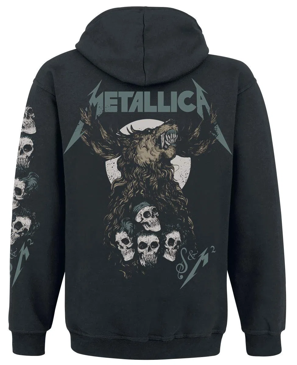 Générique Metallica S&M2 - Skull Homme Sweat-Shirt zippé à Capuche Noir