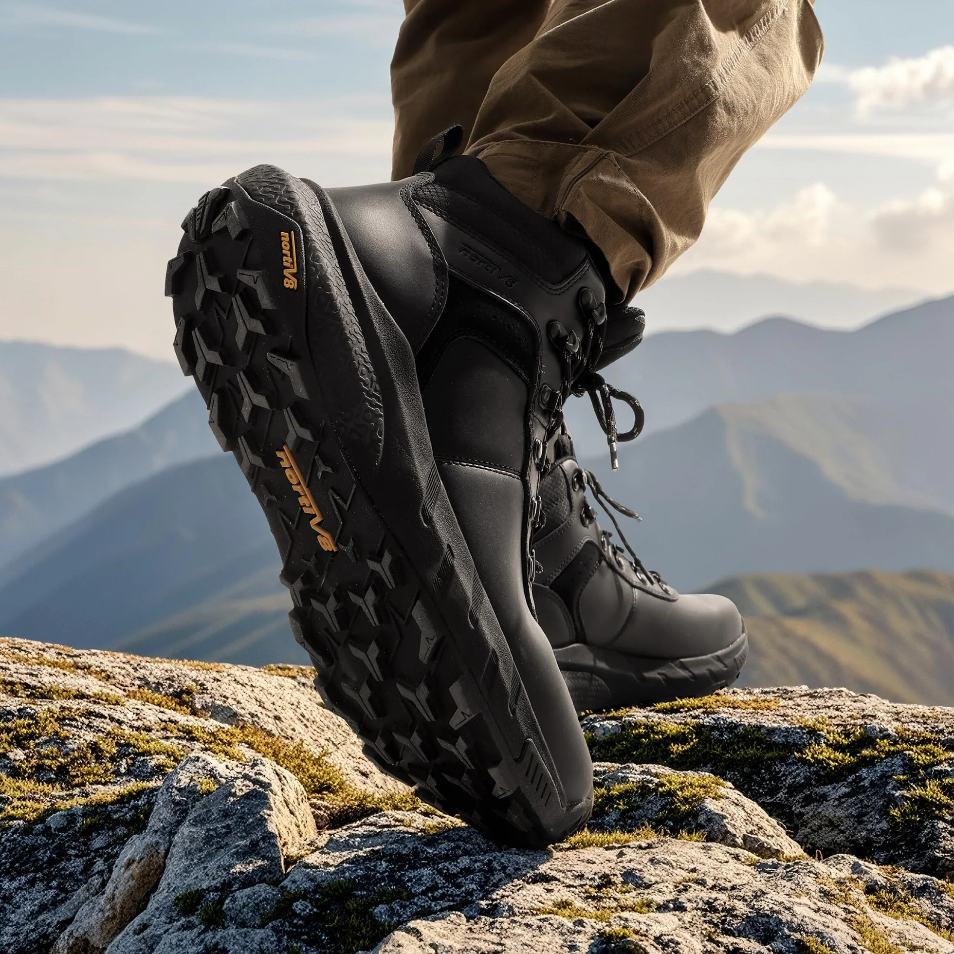 NORTIV 8 Homme Chaussures de Randonnée Imperméables | Rangers Mid Outdoor Marche Trail Bottes, Légers et Confortables, Antidérapantes et Protectrices