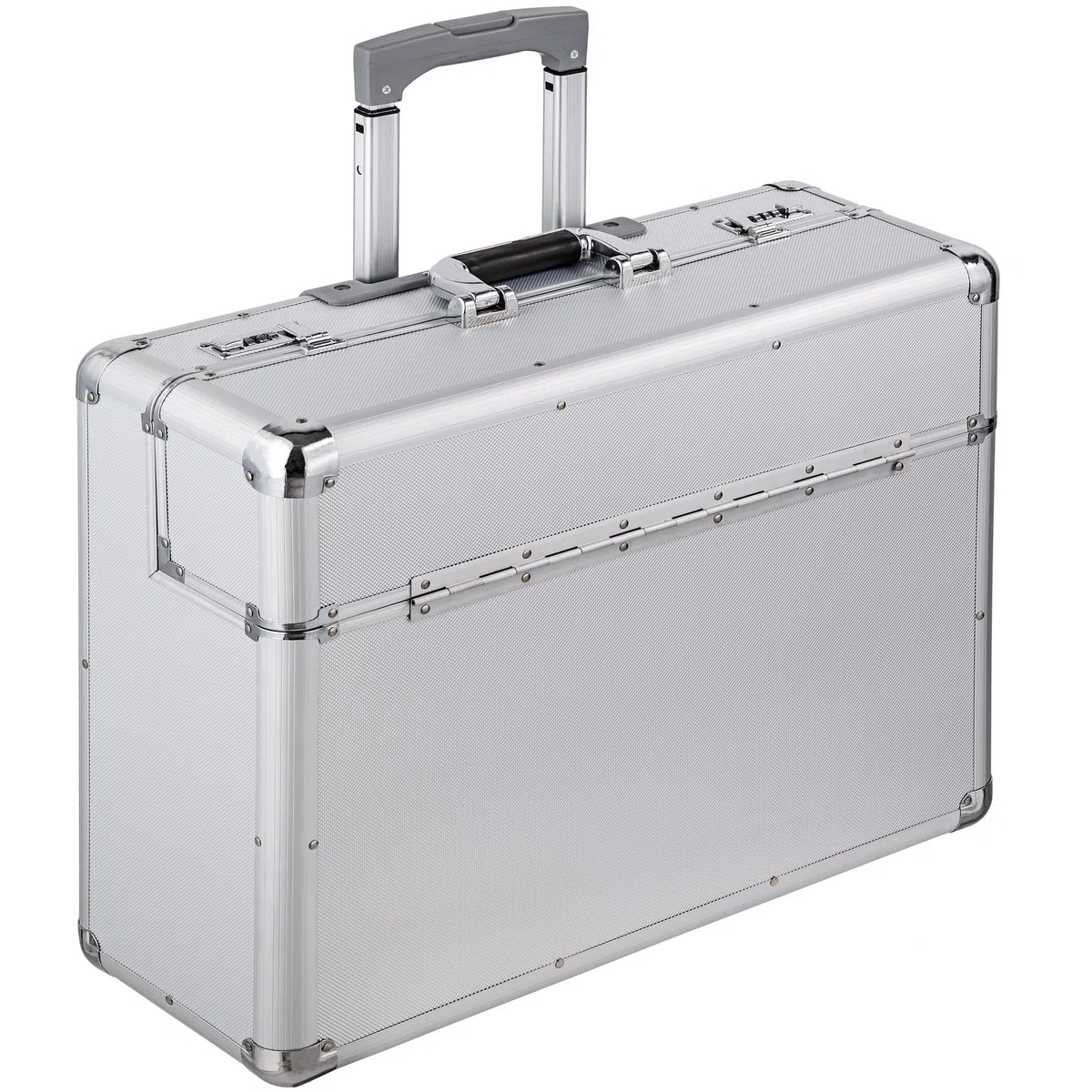 tectake 401232 XL Pilot Case Trolley Valise Mallette de Pilote, Deux Serrures à Combinaison, Grand Compartiment Principal Spacieux, Argent