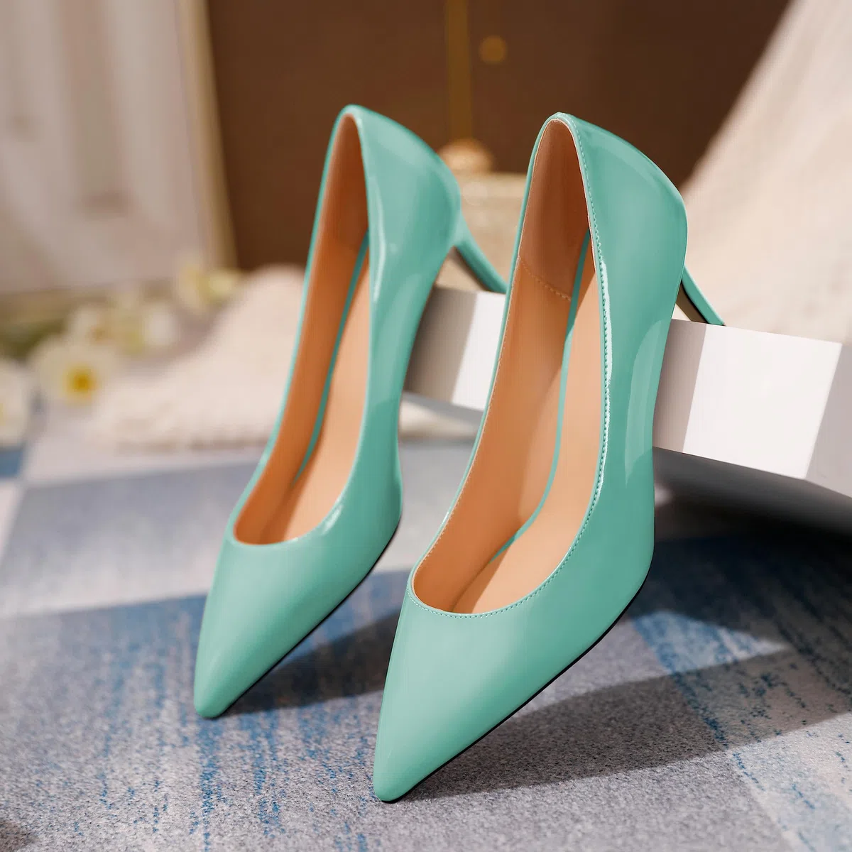 Soireelady Femmes Bout Pointu Talons Aiguilles 6.5cm Pantoufles Confortables Mariage Partie Robe Chaussures