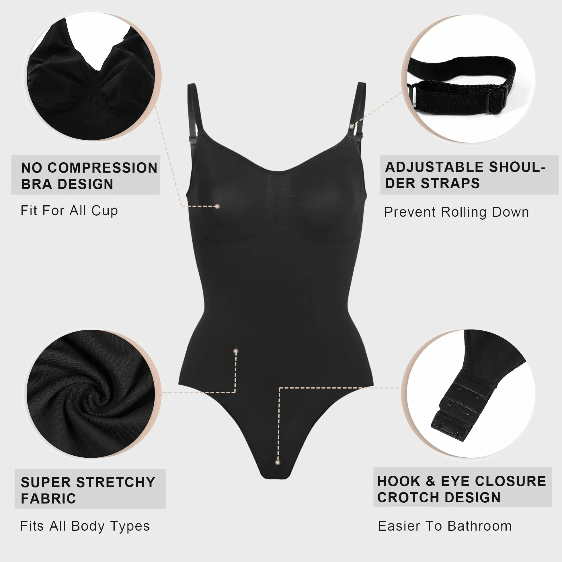 YIANNA Body gainant pour femme - Effet ventre plat - Sans couture - Gaine de la taille - String ou culotte