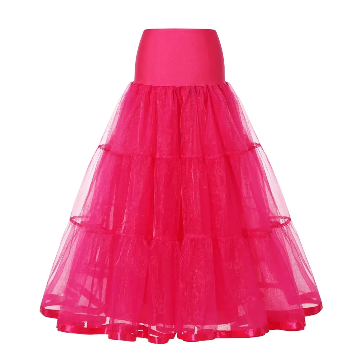 Jupon sous Robe Femme Jupon à Volants de 98 cm de Long, Crinoline, Vintage, for Robe de mariée, sous-Jupe, Tutu, balançoire, avec Bordure en Ruban(Purple,S-M)