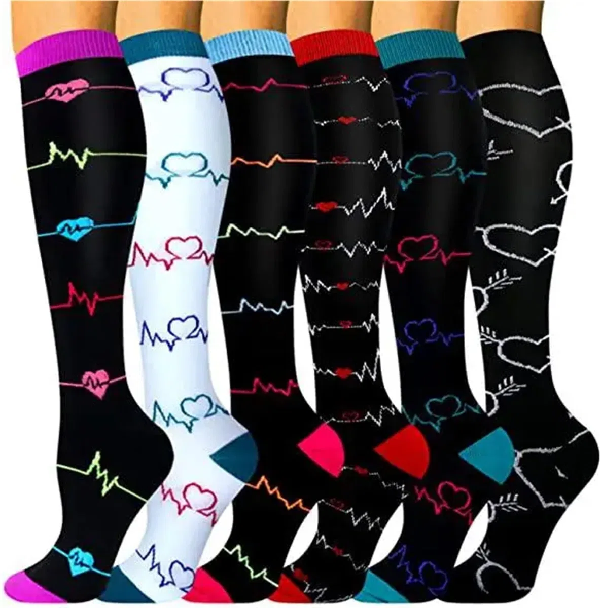 Bas De Contention Chaussettes De Compression For Leggings Running Pressure Soccer Chaussettes Unisexes For Adultes Édition Network Red Pressure Nurse Men Sock(MIX006-170,S-M)