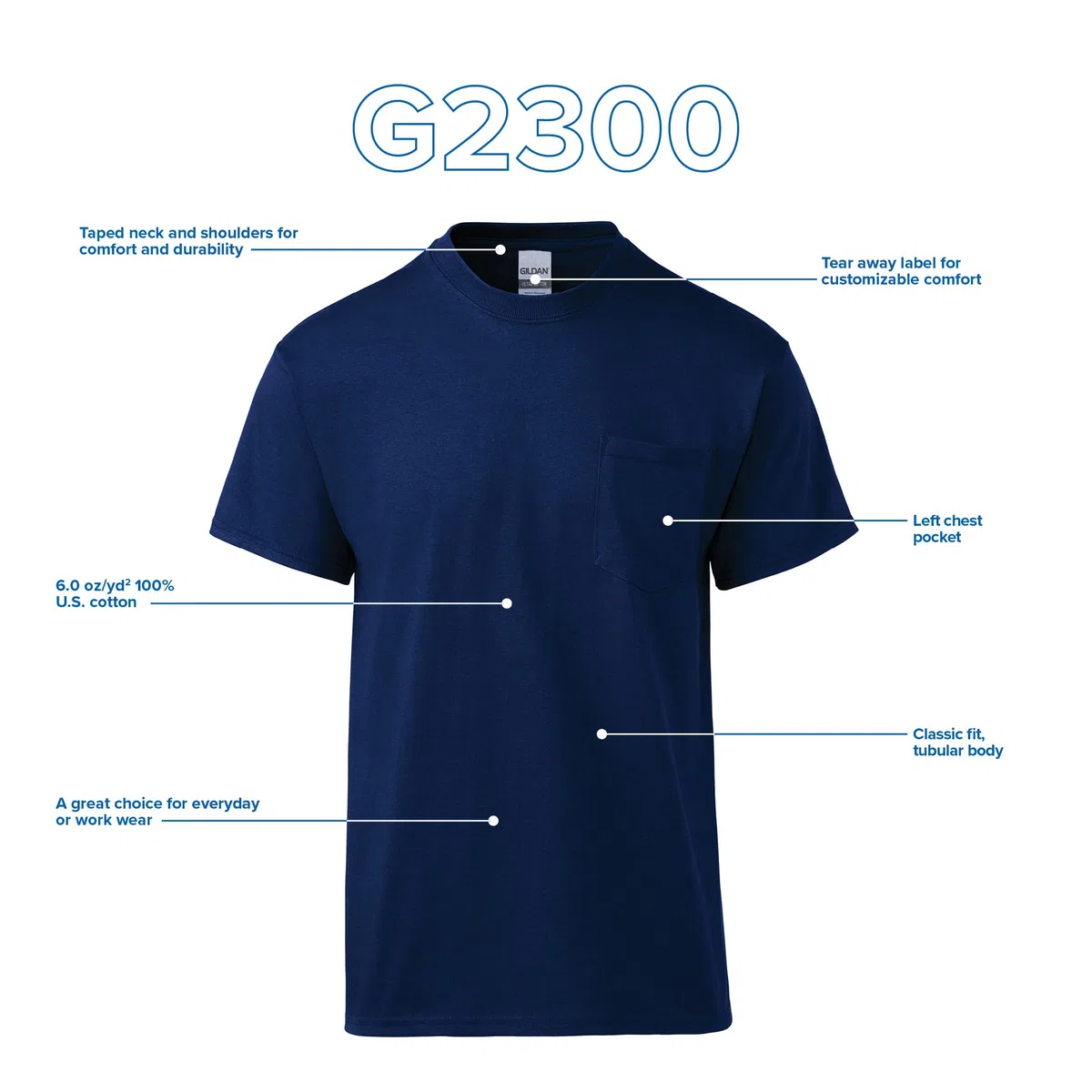 Gildan Lot de 2 T-Shirts en Coton Ultra avec Poche pour Adulte Chemise Homme (Lot de 2)