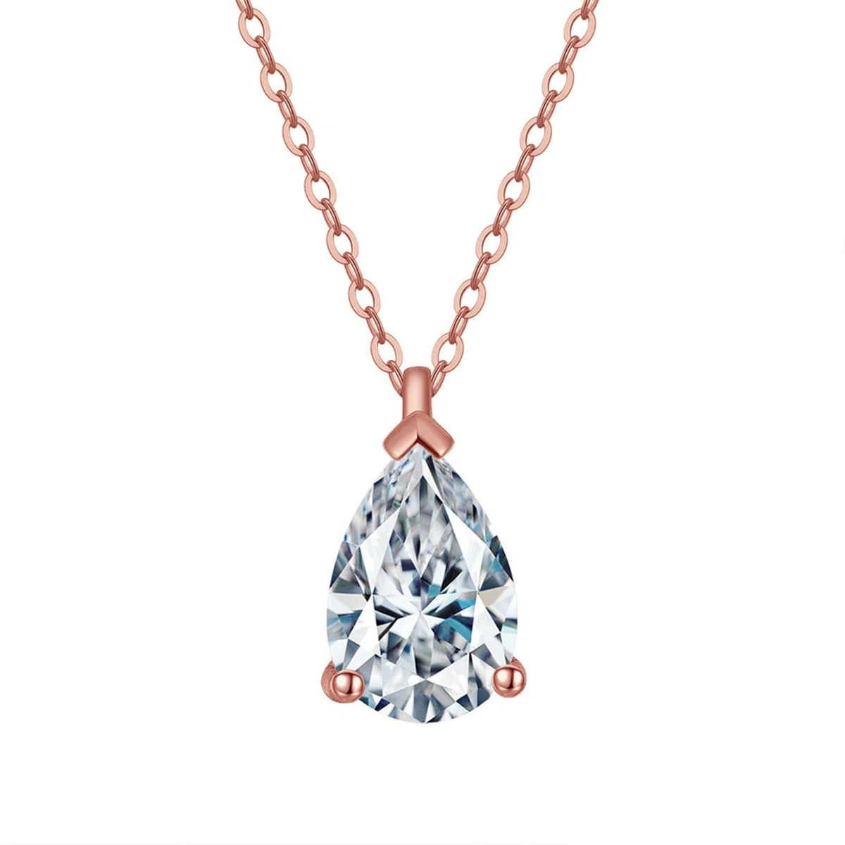 Collier Femme Argent, Collier à pendentifs en Zircon cubique en Forme de Poire Claire en Argent 925 pour Femme, Longueur 40+5cm
