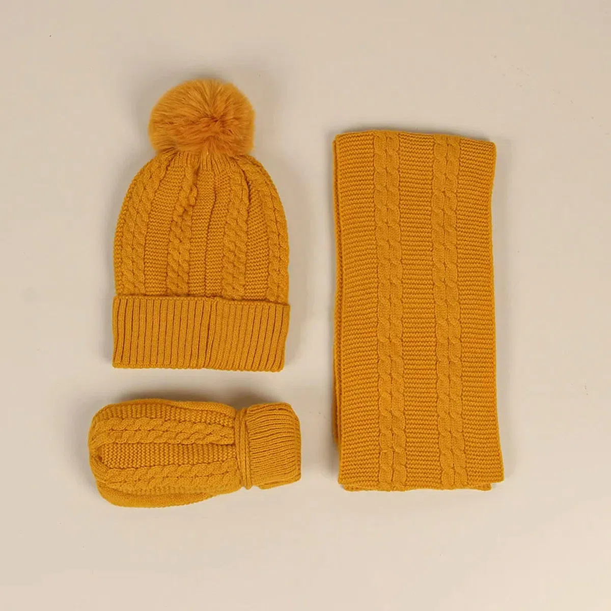 Zonto Bonnet Enfant Hiver Tricoté Chapeau d'hiver pour Enfants, Écharpe, Gant Set, Chapeau Tricoté, Accessoires Chauds pour Enfants d'automne-Rose-6-10 Ans
