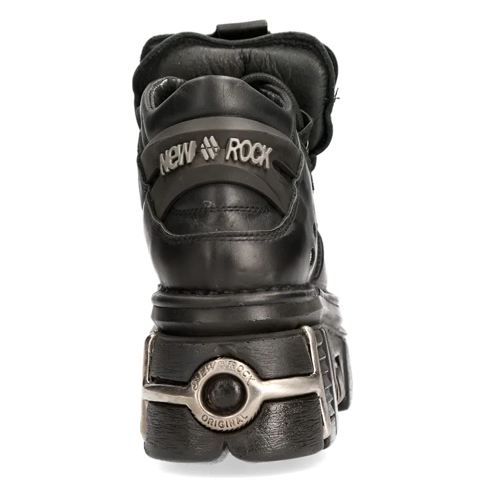 New Rock Chaussures 106 Hommes Noir avec plateforme et décorations Metallic Urban Black Shoes M.106-S112