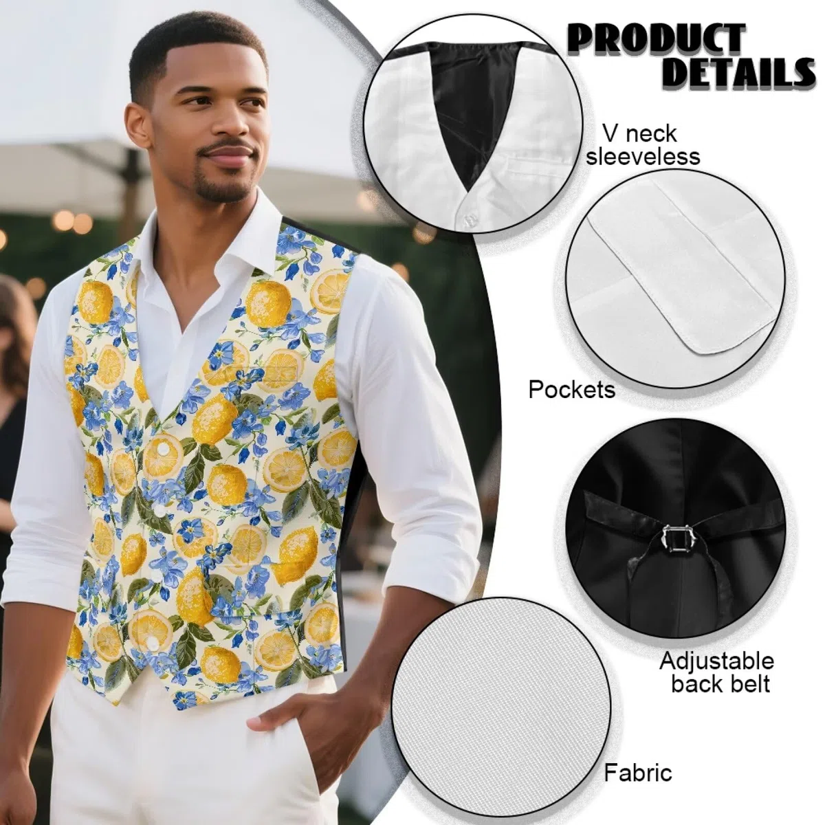 Biyejit Gilet de costume classique pour homme - Veste sans manches pour mariage - Veste sans manches pour smoking - Taille S à 4XL