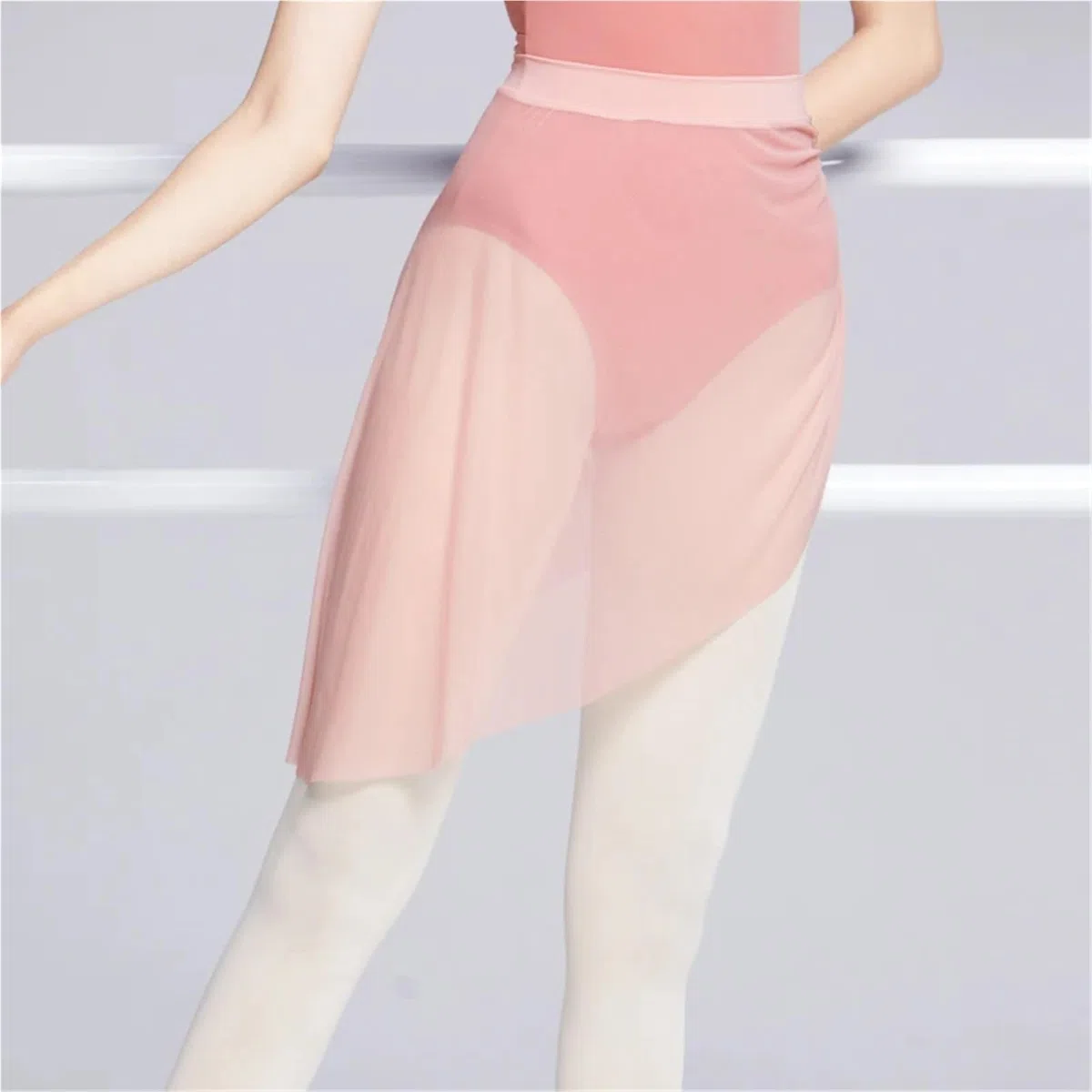 Jupes de ballet for femmes, jupes danse irrégulières en maille souple pliées sur le côté, robe élastique for filles adultes, ballerine nylon et tulle Pour Femmes