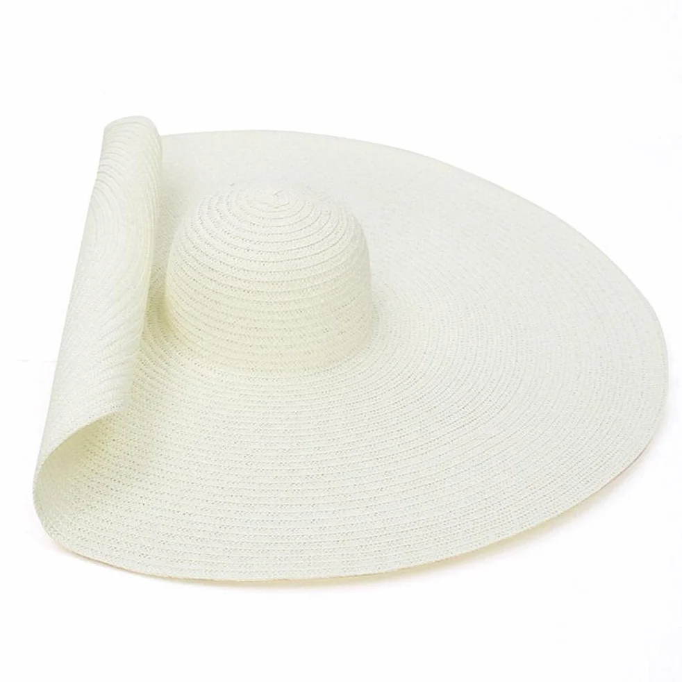 Chapeau de paille surdimensionné pour femme, chapeau de paille de soleil avec large bord anti-UV, chapeau d'été pliable (56-58 cm)