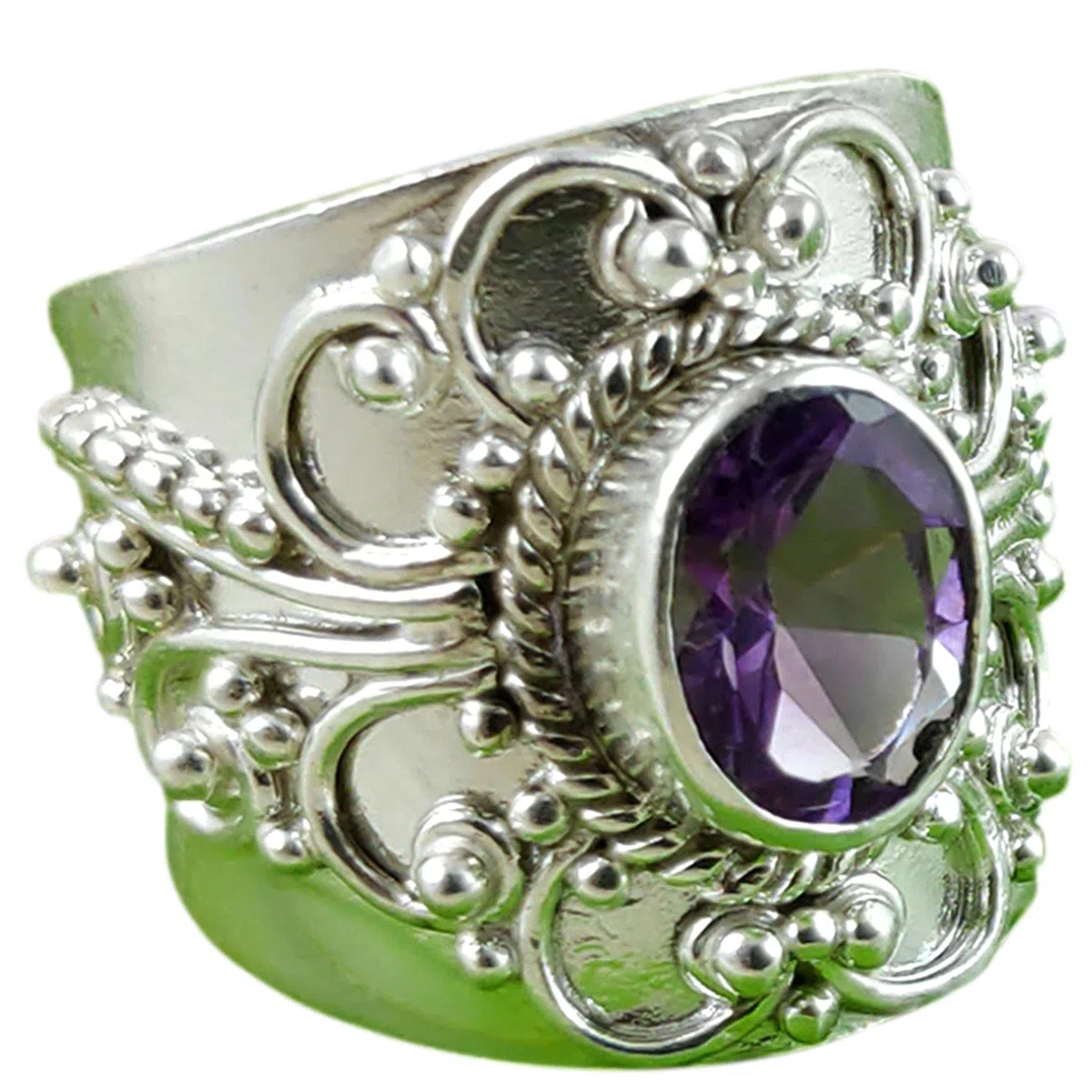 Bague en améthyste, bague de promesse en argent sterling 925 faite à la main pour femme, bijoux naturels, pierre de naissance de février, cadeau pour elle, taille personnalisée 44-64 FR