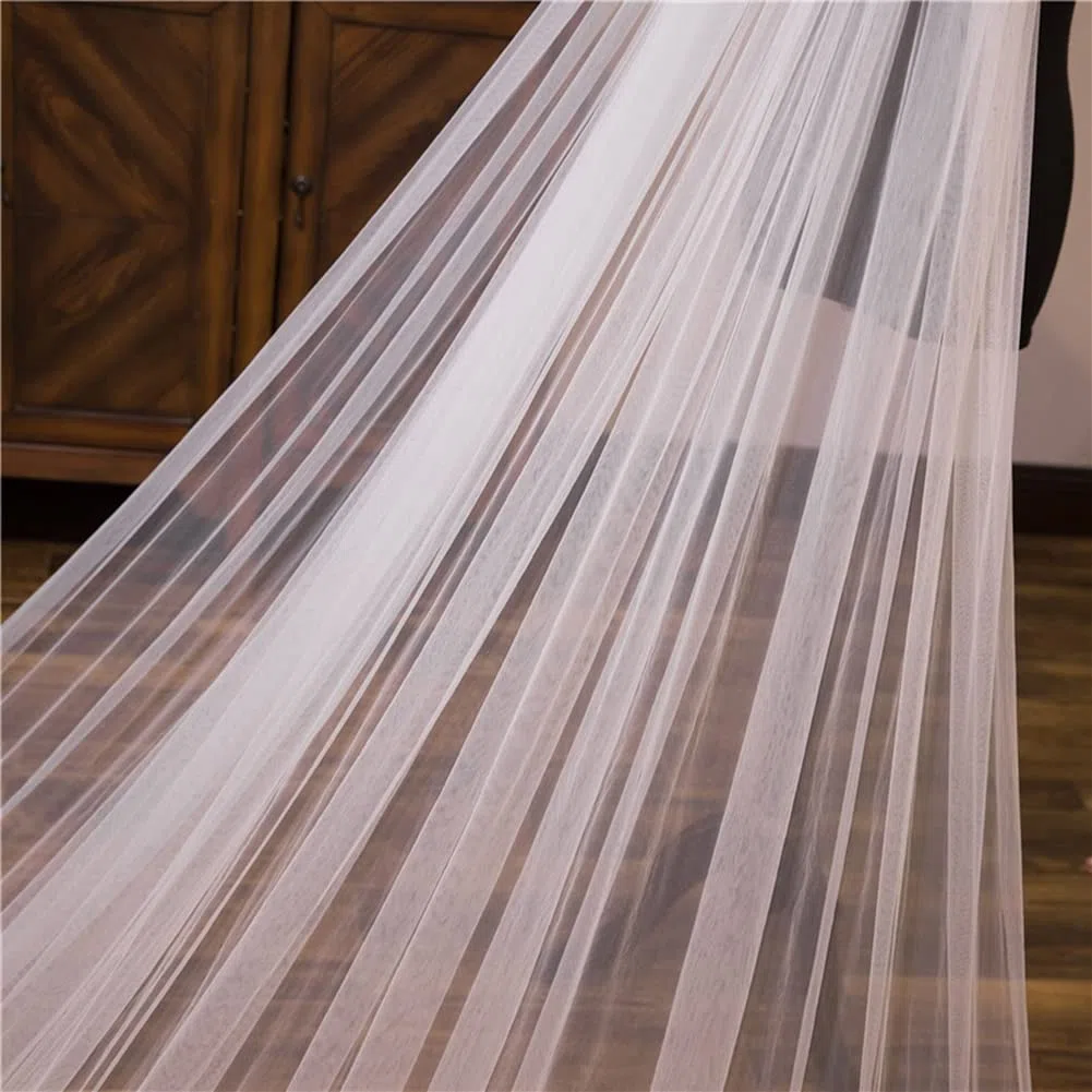3 m Long voile de mariage église mariage voile de mariée tulle bord appliques voile avec peigne dentelle paillettes tulle doux pour mariée studio photo accessoires robe de mariage