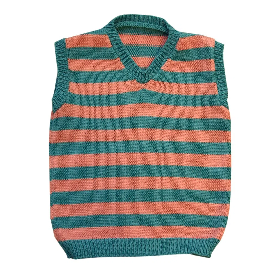 100 % Laine de mérinos Gilet Tricoté Bébé Nourrisson Bambin Enfants Rayé, - Aqua blue-Pink, 1 - 6 mois