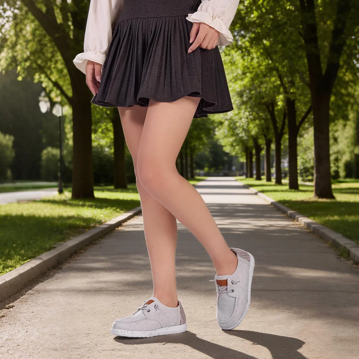 Femmes Mocassins en Toile Slip on Baskets Support de Voûte Plantaire
