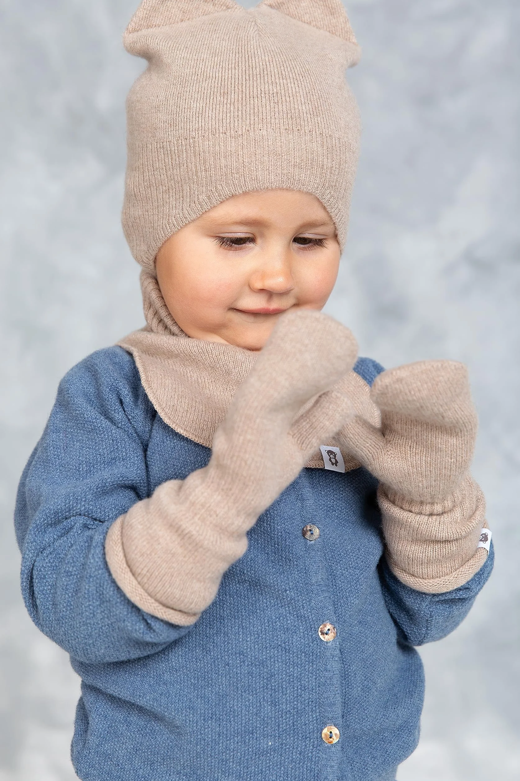 Écharpe tubulaire en laine pour enfants, super douce et chaude, tricotée, pour protéger le cou en automne et hiver, écharpe nuisette beige – filles garçons 3 – 10 ans
