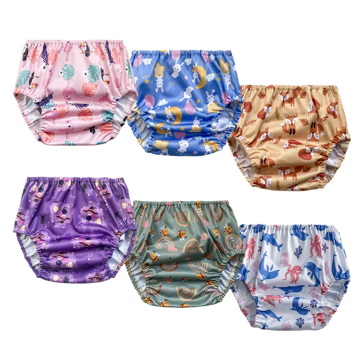BISENKID Lot de 6 sous-vêtements imperméables en plastique pour tout-petits - Culotte d'apprentissage de la propreté et sous-vêtements en caoutchouc élastique pour tout-petits filles 4 ans