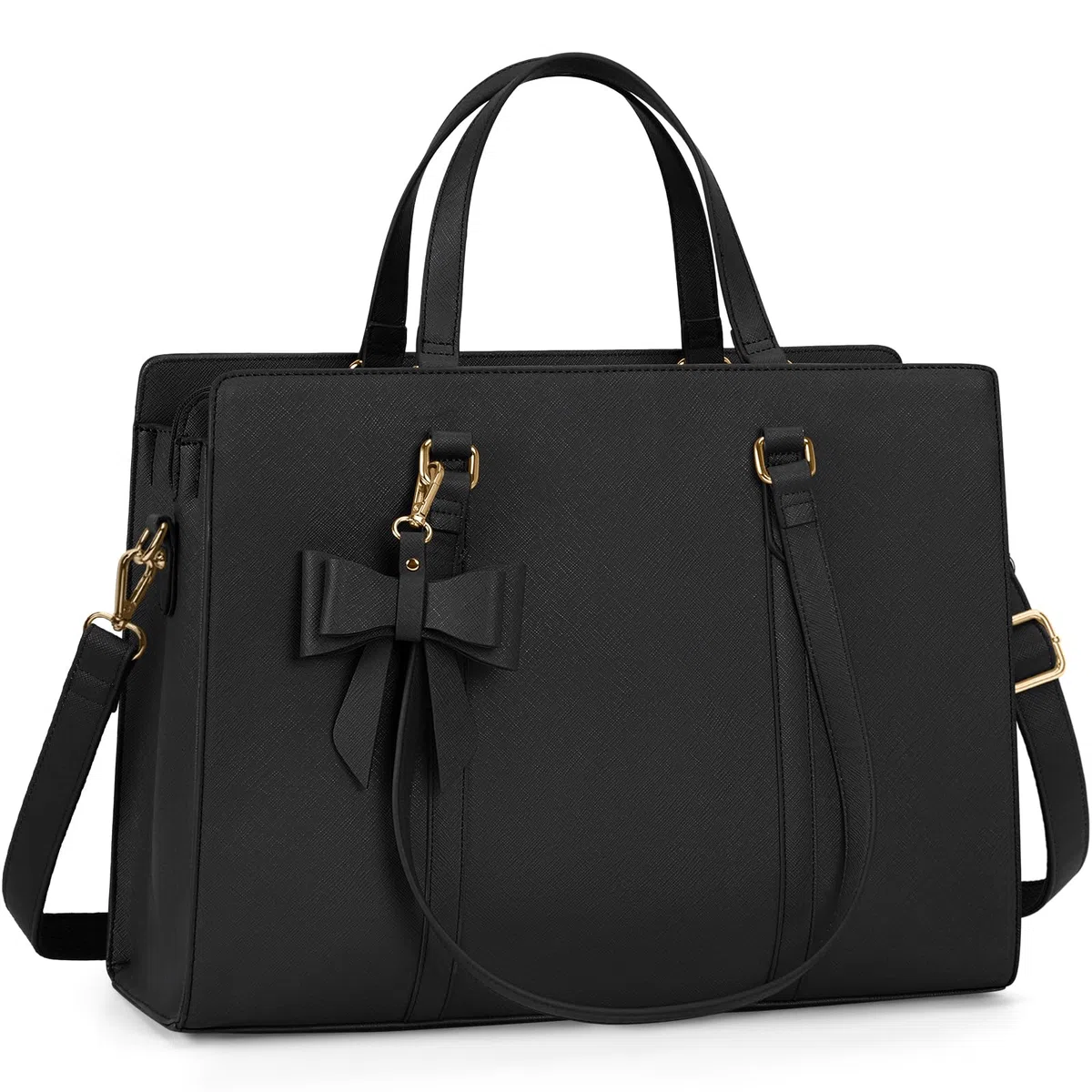 NEWHEY Sac Cabas Femme Sac a Main Sac à Main Femme en PU Cuir Grande Capacité Sac Ordinateur 15.6 Pouces Imperméable Sac Fourre Tout Sac de Cours Lycee Bandoulieres Noir