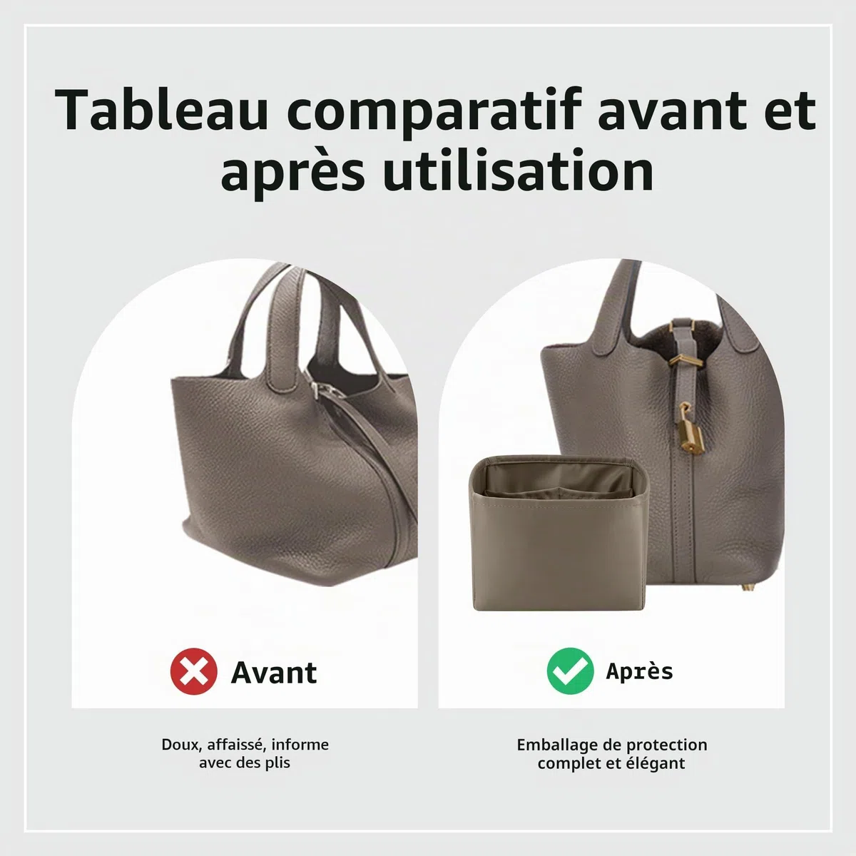 DGAZ Organisateur de Sac en Soie pour Hermès Picotin (18, Étoupe) | Soie Premium, Ultra Léger, Maintien de Forme Parfait, Protection Anti-rayure pour Sac de Luxe