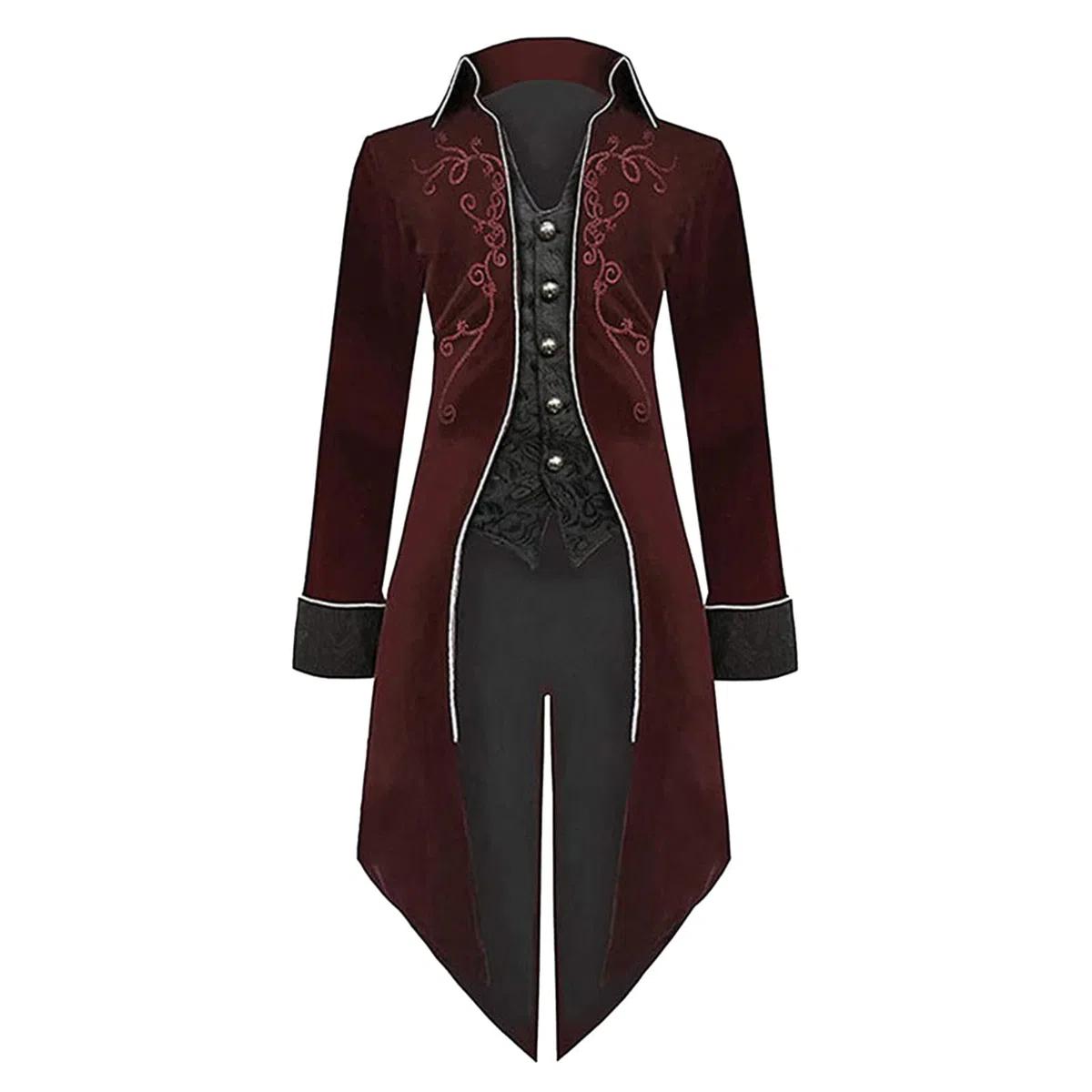 Veste gothique pour homme - Grandes tailles - Manteau noir classique - Jupe de marche victorienne - Costume d'Halloween Tuxedo - Costume d'Halloween - Tailles S à 5XL