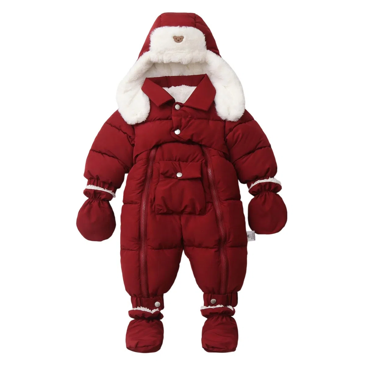 Combinaison Doudoune Bebe Garcon Hiver Polaire de Neige Fleece à Capuche Manches Longues Fermeture Combinaison Body Couleur Unie Rembourré Encapuchonné Coupe-Vent Déguisement Manteau 0-12 Mois