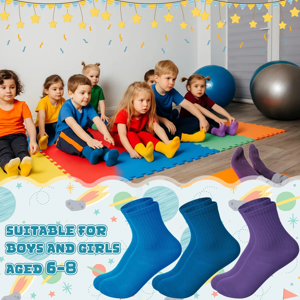 Coume Lot de 50 paires de chaussettes longues colorées pour filles de 6 à 8 ans - Cadeau d'anniversaire, de Noël et d'hiver