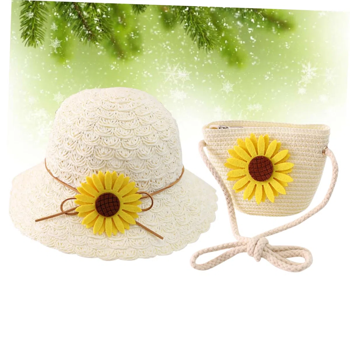 Healeved Chapeau de Soleil pour Enfants Les garçons Raphia Bord Filles fourre-Tout de Plage Chapeau de Plage en Paille pour Fille Sunhats Beach Cat Blanche