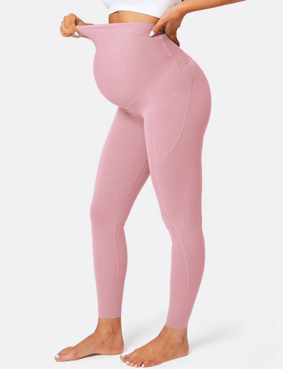 BAYDI Nudi Legging de grossesse pour femme avec poches, opaque, long, taille haute, doux et élastique