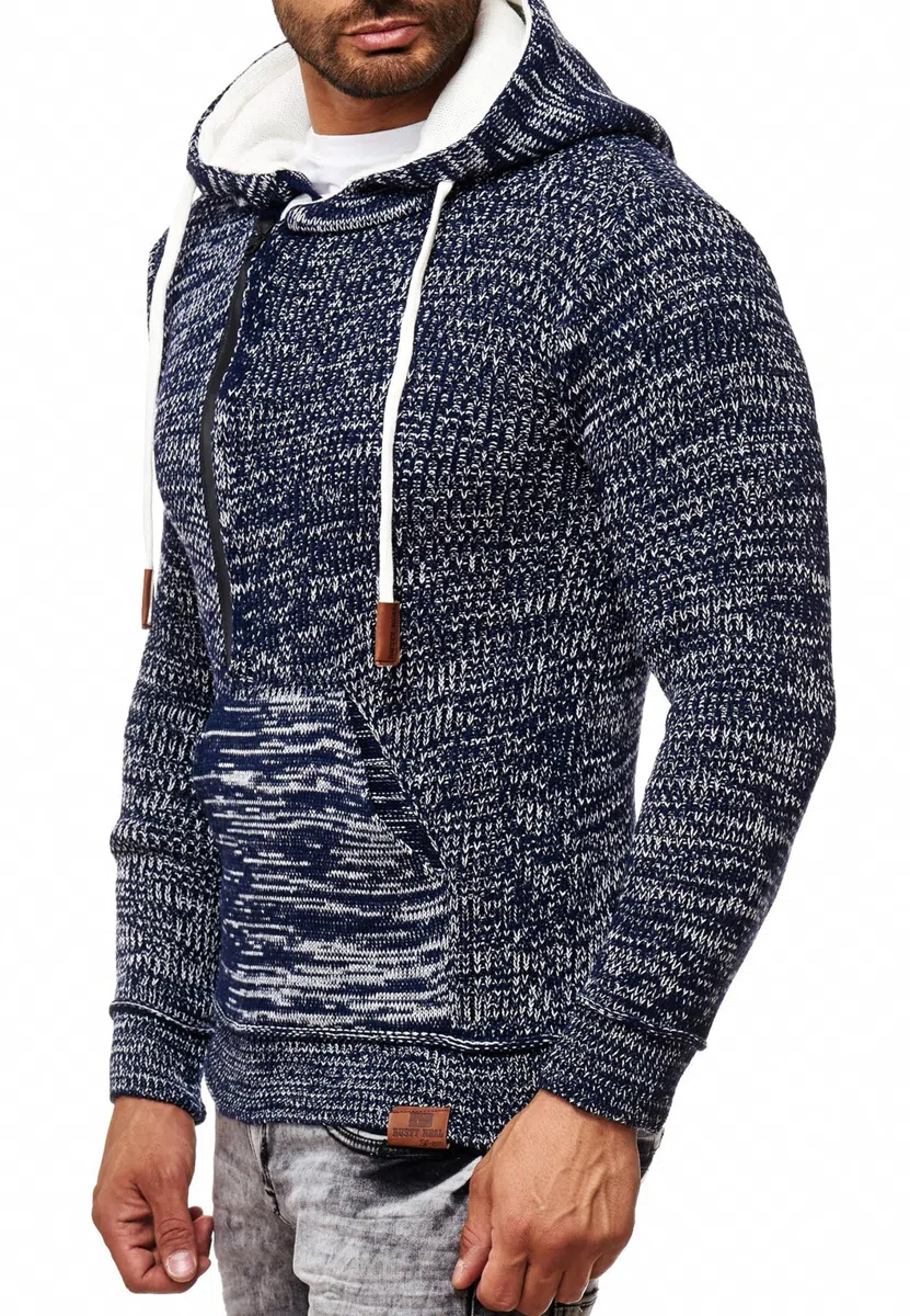 Subliminal Mode Pull Homme en Maille à Capuche Col Zippé - Style Basique - Pull Grosse Maille - Pull Over Tricoté Hiver Manches Longues - Idée Cadeau BX277