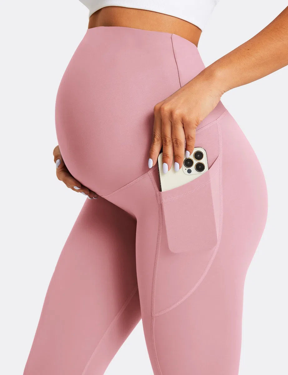BAYDI Nudi Legging de grossesse pour femme avec poches, opaque, long, taille haute, doux et élastique