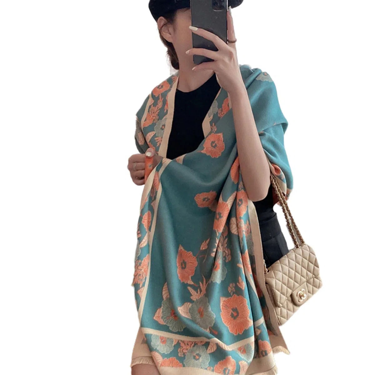 URYYRIT Foulard Écharpe Cachemire Chaude Dames Imprimer Un Châle De Couverture Hivernale Épaisse Et Envelopper Pashmina 180 * 65 Cm Femmes-Wyt59-3