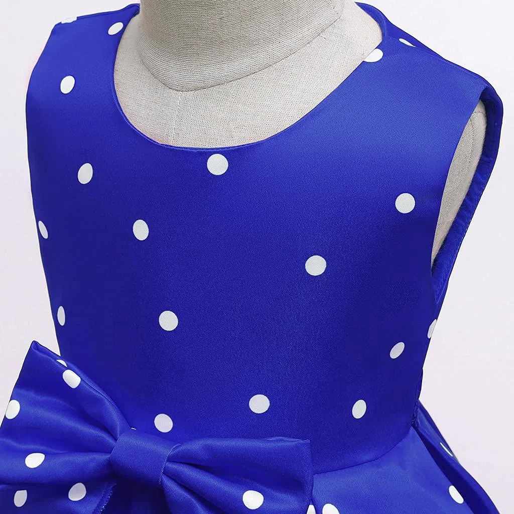 Robe Noel Fille Vintage Tenue Costume Noel Fille À Nœud Pois Robe de Noel Fille sans Manches Robe Princesse Fille Robe Ceremonie Bapteme Soiree Enfant Fille Noël Carnaval