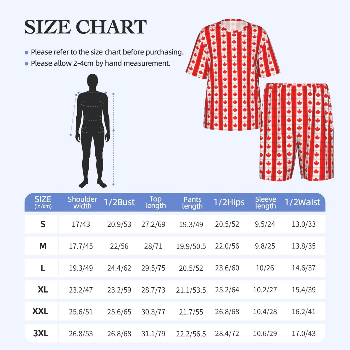 Ensemble de pyjama à manches courtes pour homme imprimé drapeau canadien, vêtements de nuit, ensemble de détente respirant et confortable