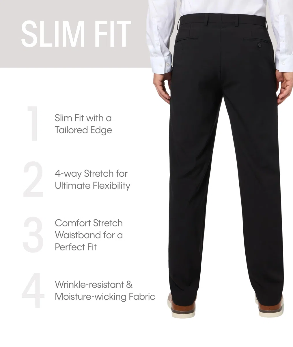 Calvin Klein Slim Fit Dress Pant - Pantalon - Pantalon de Costume Coupe ajustée - Homme