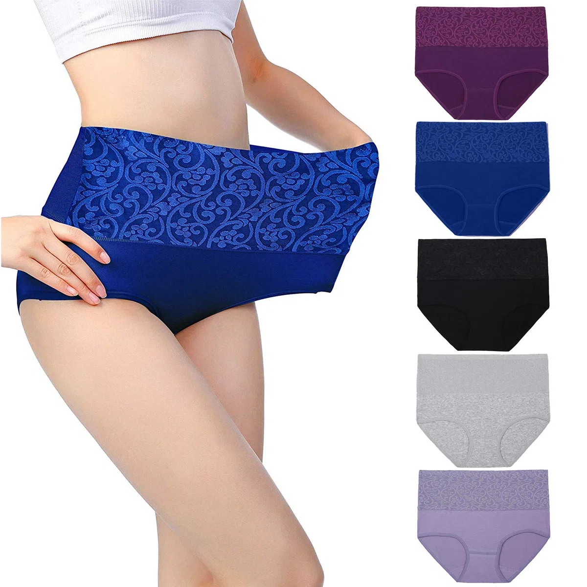 Slips pour Femmes sous-vêtements contrôle du Ventre Culottes en Coton Taille Haute Dames Culottes Souples Extensibles sous-vêtements Multipack