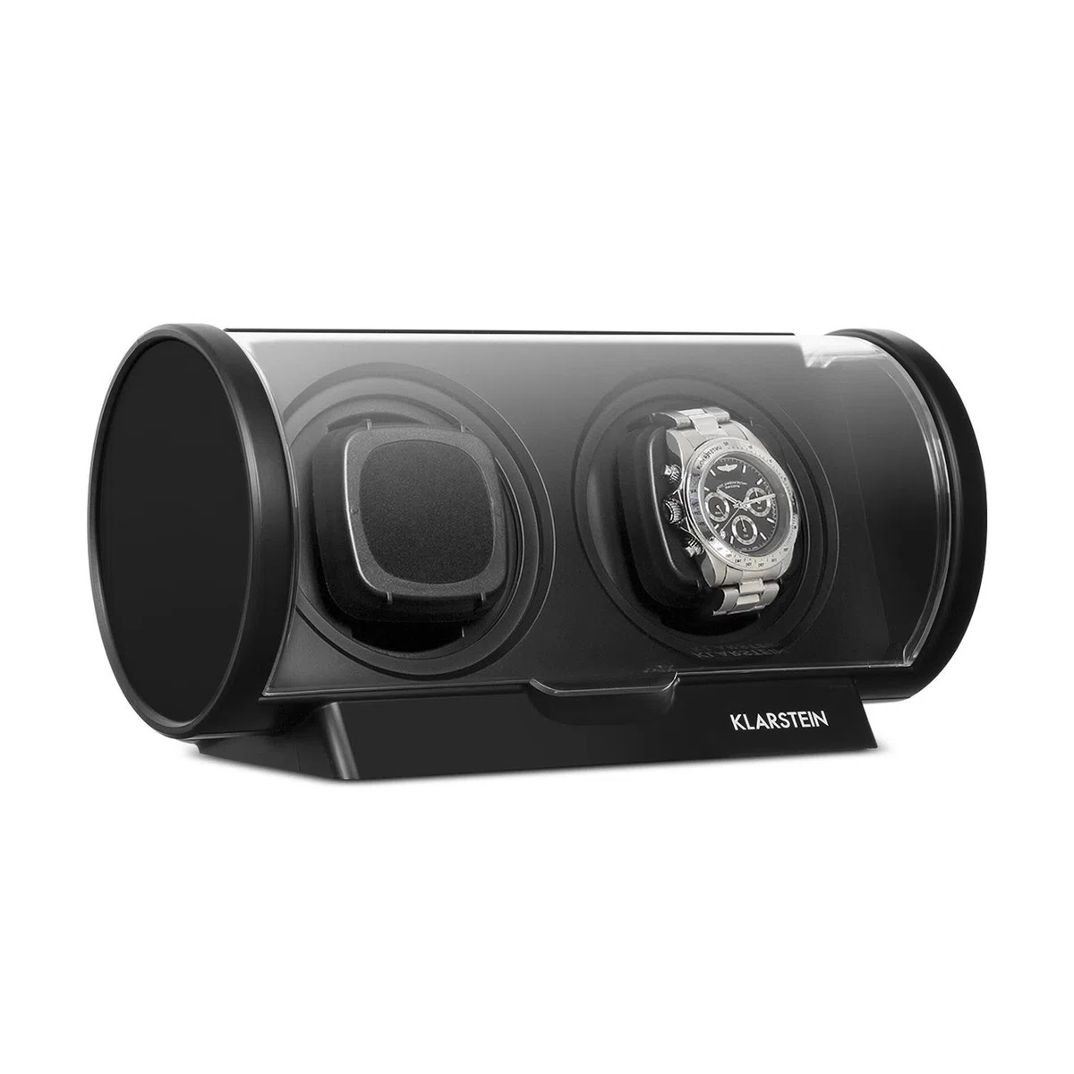 KLARSTEIN Lugano - Remontoir Automatique pour 2 Montres, 4 Modes de Rotation, Boîtier en Plastique résistant, Grande fenêtre de visualisation Transparente, Noir
