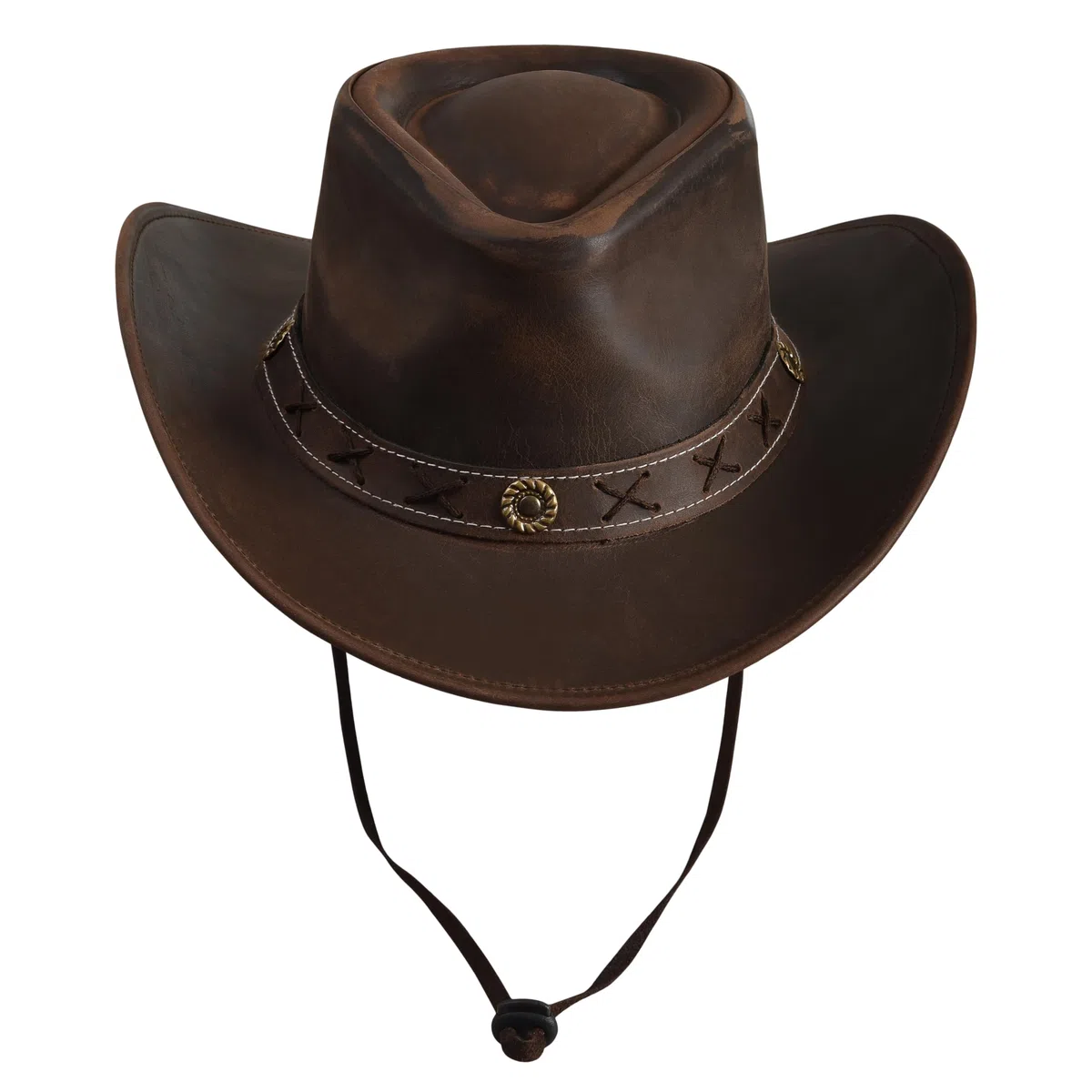 Chapeau de cowboy en cuir pour homme et femme, léger, fabriqué à la main, à large bord | Chapeaux occidentaux pour homme