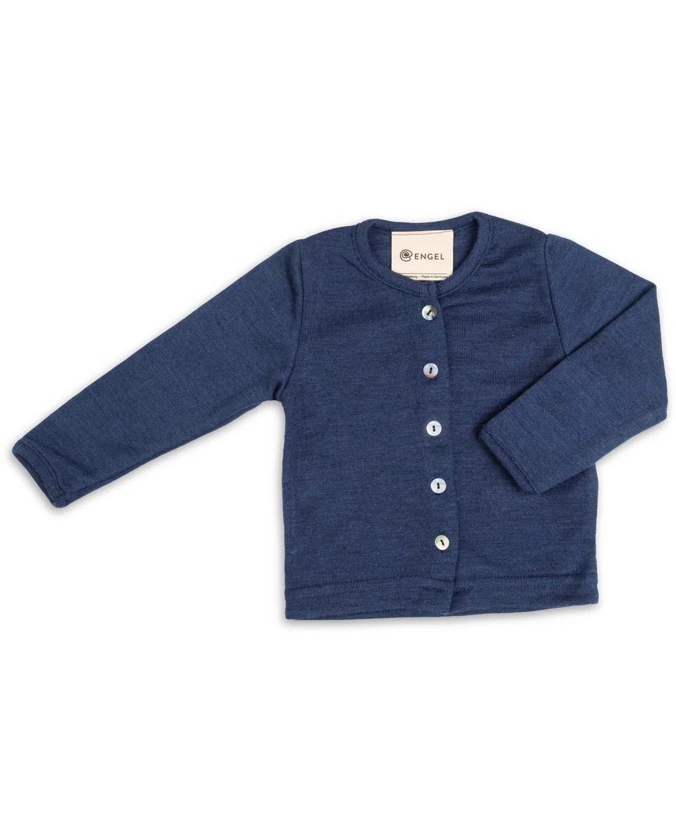 Engel Naturel, cardigan pour bébé, col rond, manches longues, 70 % laine mérinos, 30 % soie