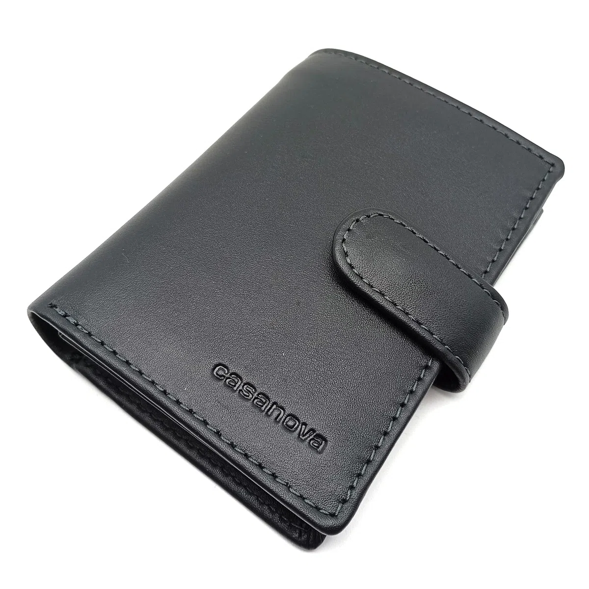 Petit Portefeuille homme AVEC porte-monnaie | Cuir Ubrique | Portefeuille en cuir avec porte-cartes | Fait à la main | RFID | 10065 Noir