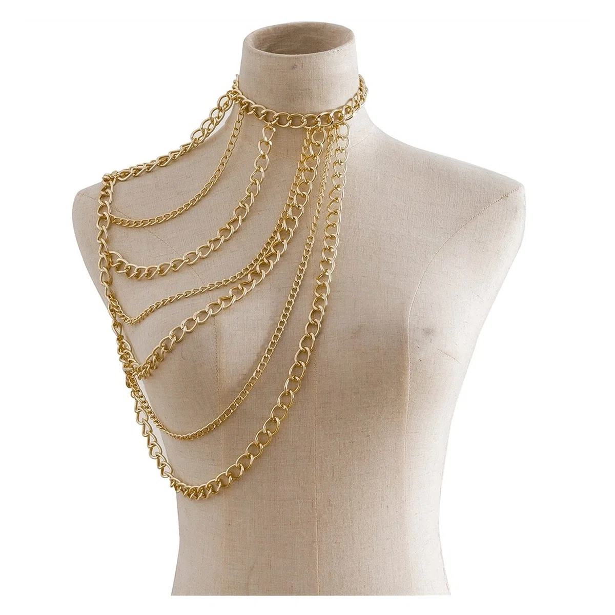 Chaîne de Corps Sexy Chaîne de Corps Mode Corps avec Une épaule Bijoux Chaîne d'épaule pour Femme Bijoux Collier doré Bijoux de Corps Festival Cadeau pour Dame Chaîne de Corps pour Femme (Couleur