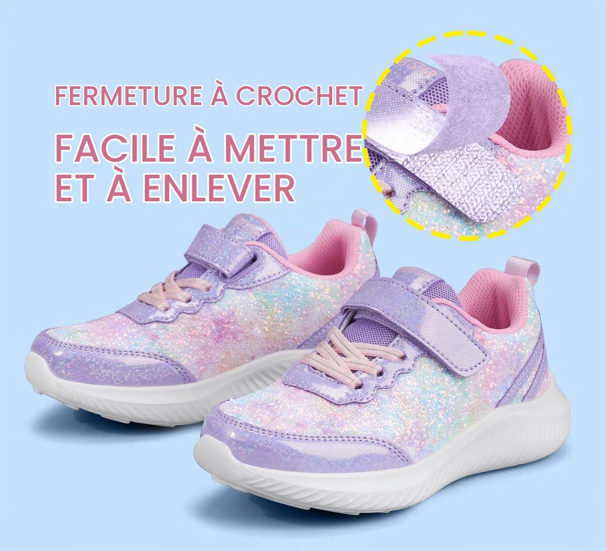 LUCKY STEP Baskets à pour Enfants Mode Étincelantes Princesse Tennis Brillants Chaussures de Sport à Sequins pour Enfants/Garçons/Filles