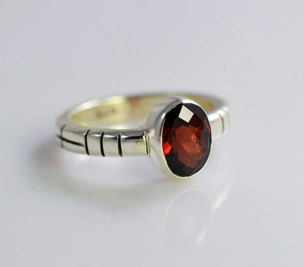 925 en argent sterling massif grenat fait à la main femmes bague tailles 44 à 64
