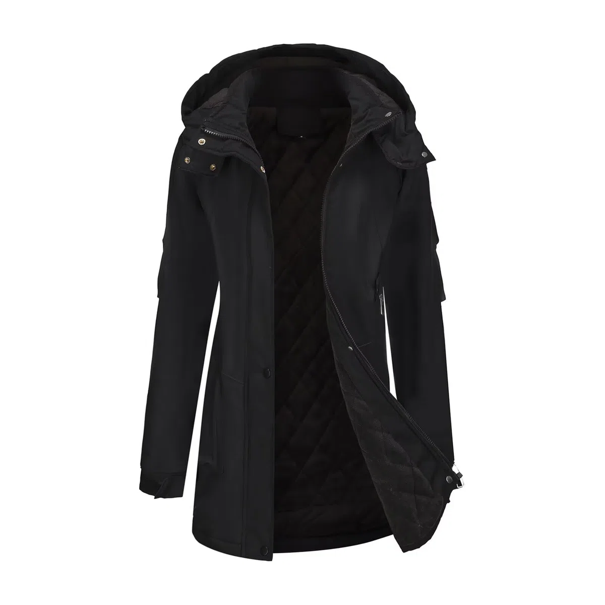 Vestes imperméables légères pour femmes Manteaux longs Softshell doublés de polaire chaude pour l'automne et l'hiver