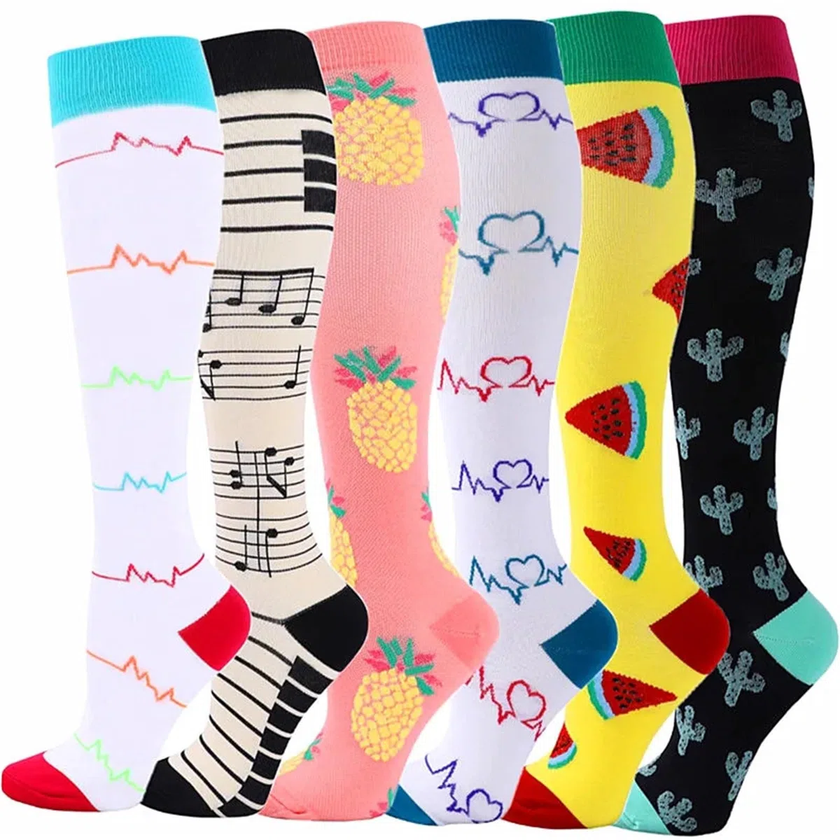 Bas De Contention Chaussettes De Compression for Leggings Running Pressure Soccer Chaussettes Unisexes for Adultes Édition Network Red Pressure Nurse Men Sock(MIX006-148,S-M)