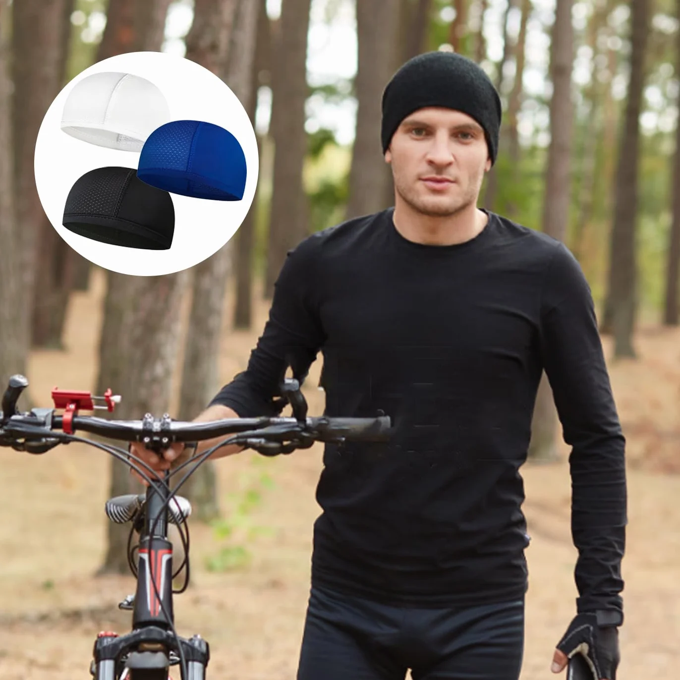 SSKHE 3 Pièces Bonnet Vélo Été, Calotte Doublure De Casque Respirant, Sous Casque Moto pour Le Cyclisme, La Course à Pied, Le Baseball Et La Moto