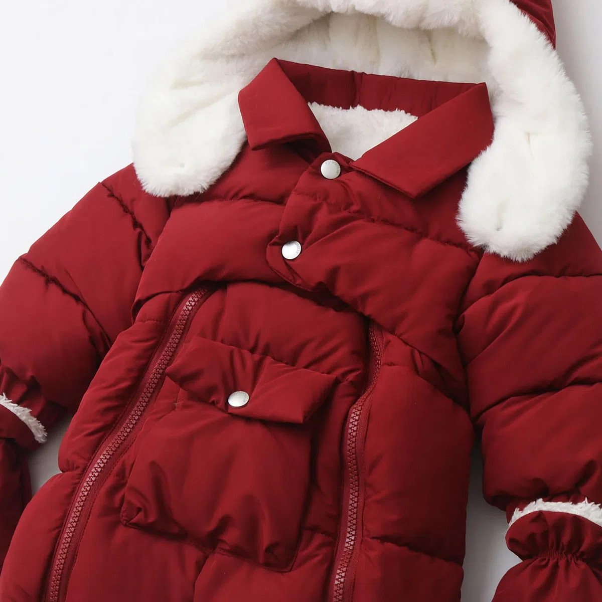 Combinaison Doudoune Bebe Garcon Hiver Polaire de Neige Fleece à Capuche Manches Longues Fermeture Combinaison Body Couleur Unie Rembourré Encapuchonné Coupe-Vent Déguisement Manteau 0-12 Mois