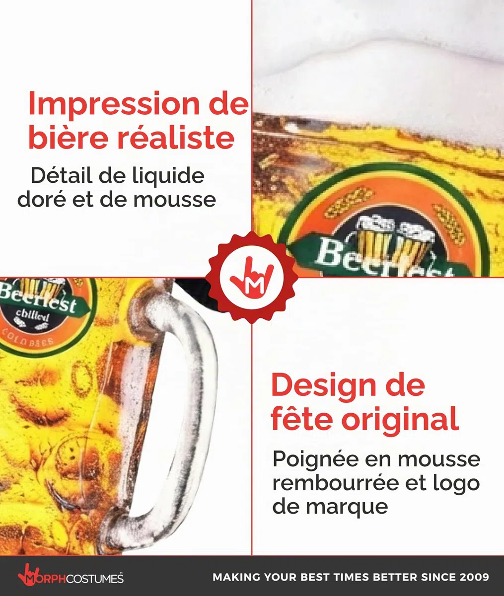 Morph Deguisement Biere Homme, Costume Chope Halloween Homme