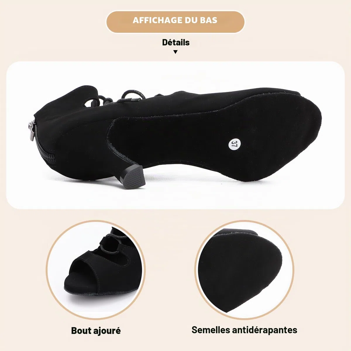 Chaussures de Danse Latine pour Femmes Salsa Bachata Zouk Tango Chaussures de Danse Sociale Danse de Salon 969