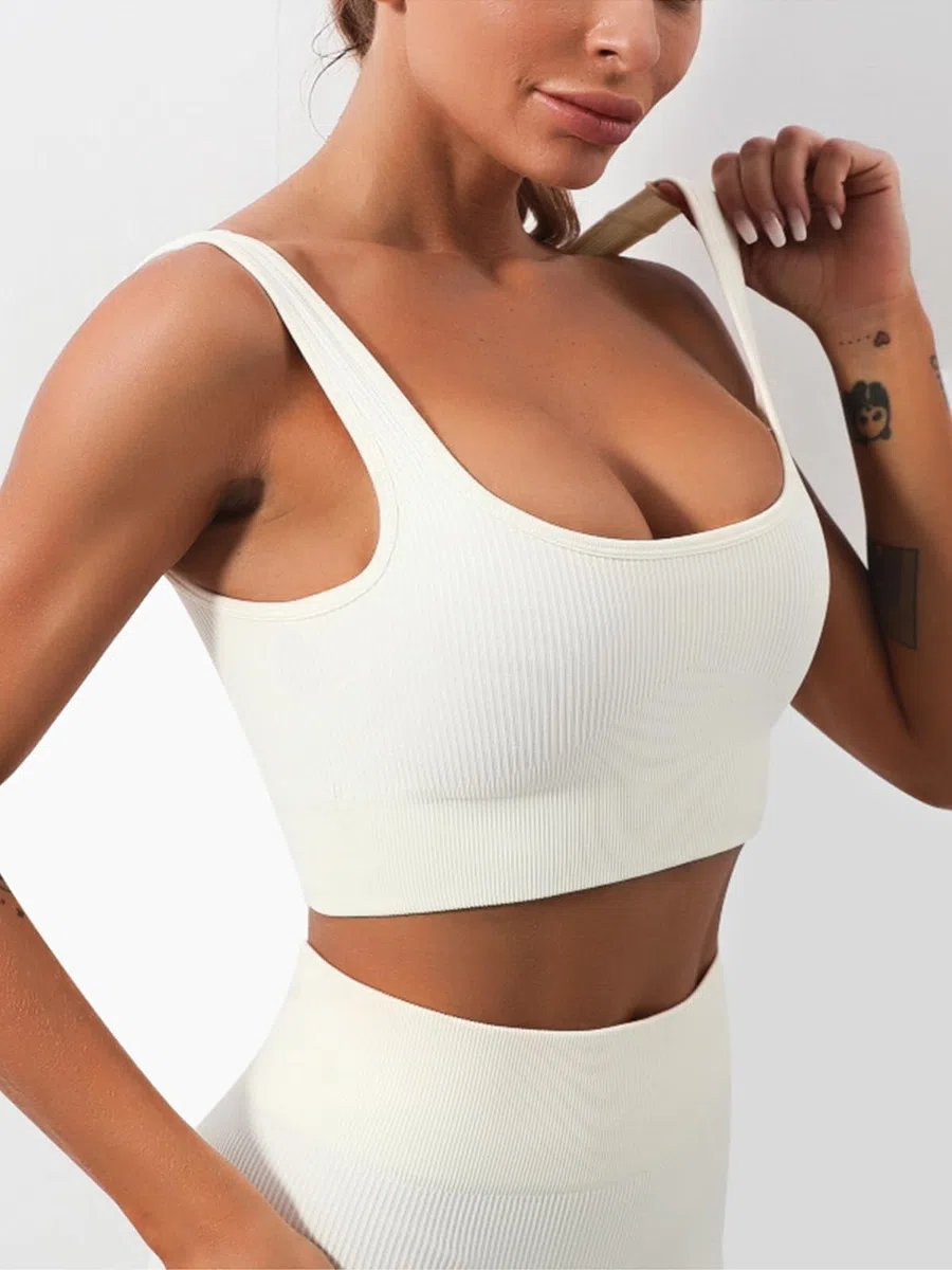 SHEKINI Ensemble de sport 2 pièces pour femme - Sans couture - Côtelé - Short taille haute - Legging avec soutien-gorge de sport - Ensemble complet pour la course à pied, le jogging, la gym, le yoga